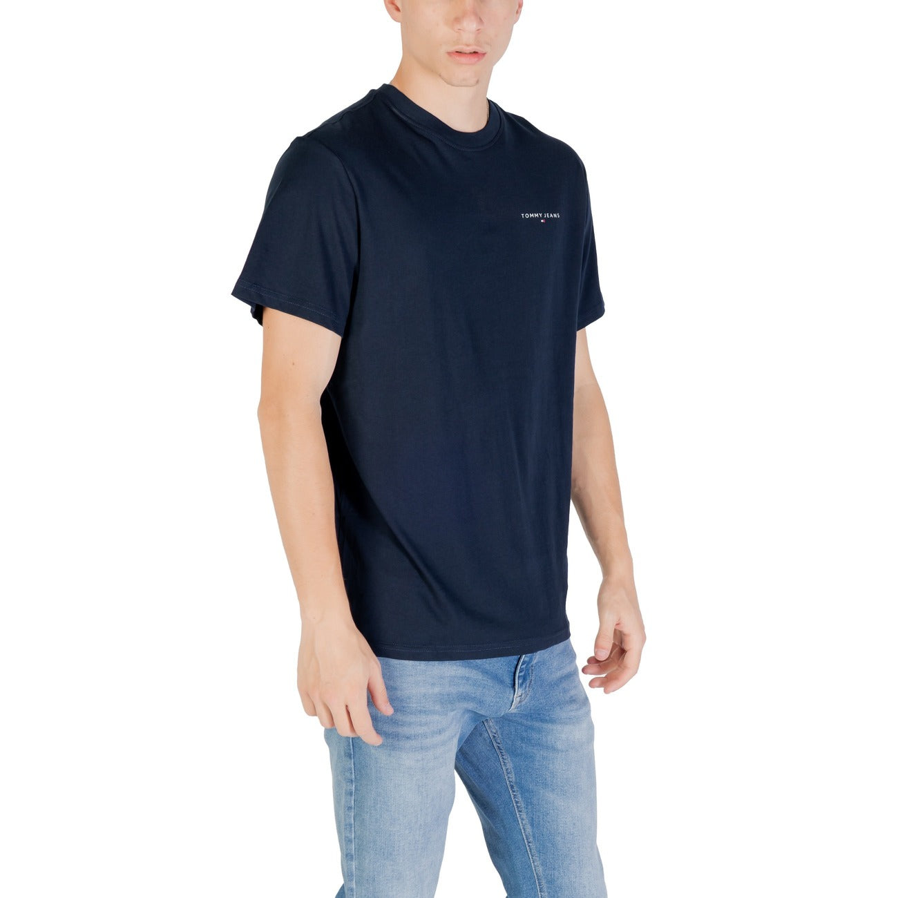 Tommy Hilfiger Jeans T-Shirt Uomo Blu Maniche Corte Scollo Tondo Cotone Organico 100% Autunno Inverno DM0DM21780