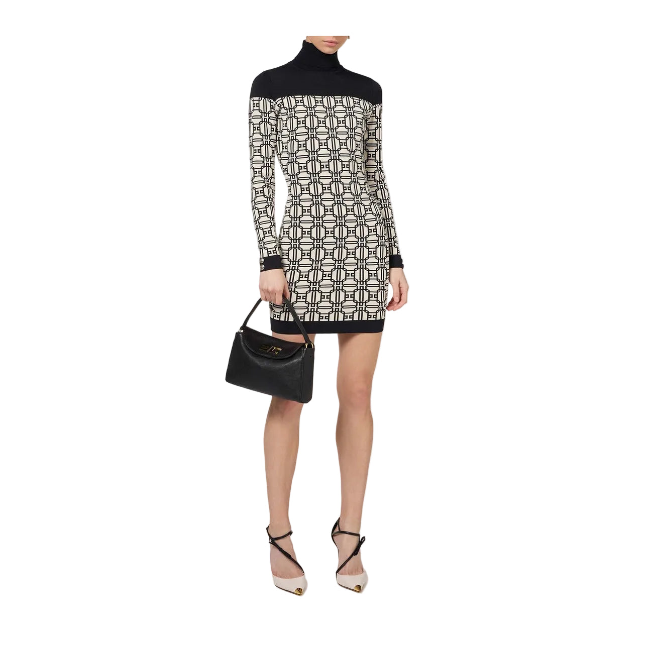 Abito corto Elisabetta Franchi multicolore - vista frontale silhouette elegante
