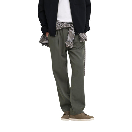 Pantaloni verdi uomo con coulisse Only & Sons Onswill 22033466. Pantaloni casual eleganti in poliestere riciclato, viscosa ed elastan con vestibilità comoda e pinces.