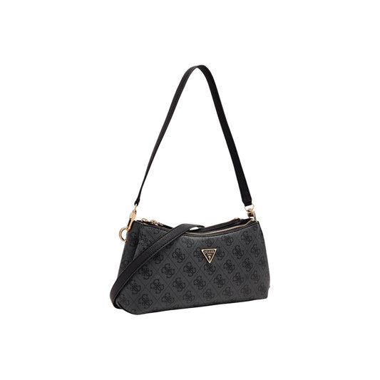 Borsa Guess Noelle II Crossbody; 100% Poliuretano. Motivo monogramma, 3 scomparti interni, dettagli gold. Doppia portabilità (spalla/crossbody), stile contemporaneo e funzionale. Vista frontale laterale 