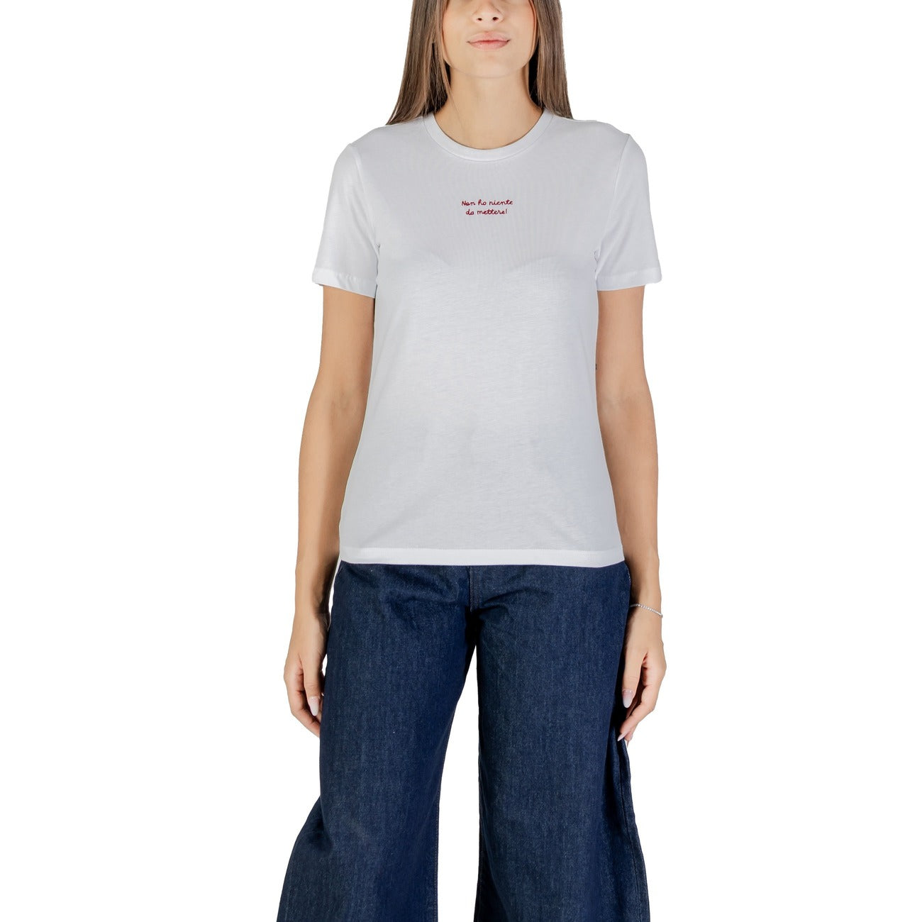 Only T-Shirt Donna Bianca Manica Corta Scollo Tondo 100% Cotone Primavera/Estate 15373449