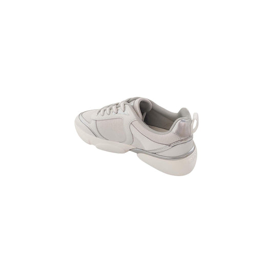 Scarpe Pinko ALBA 03 bianco SS0211P027. Sneakers basse chunky da donna in pelle e tessuto traspirante con suola platform 4 cm, logo a rilievo e finiture lucide metalliche, scarpe casual donna 4 stagioni.