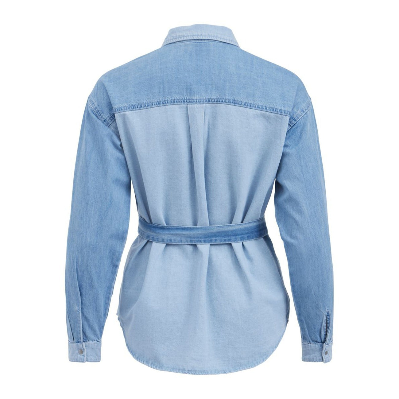Vila Clothes Camicia Jeans Manica Lunga Donna Azzurra Bottoni Colletto Classico Cinturino Cotone 100% 14066057