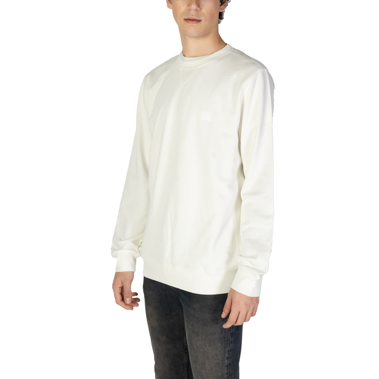 Boss Felpa Uomo Bianca con Maniche Lunghe Scollo Tondo in Cotone 100% Autunno/Inverno 50509323
