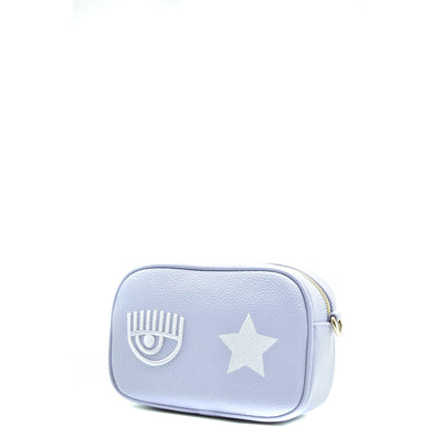 Chiara Ferragni Women's Light Blue Shoulder Bag - Zippered Bag with Internal Pockets