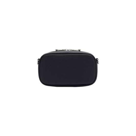 Dettaglio borsa Lacoste DAILY CITY donna nera con chiusura zip e tasche interne organizer vista posteriore 
