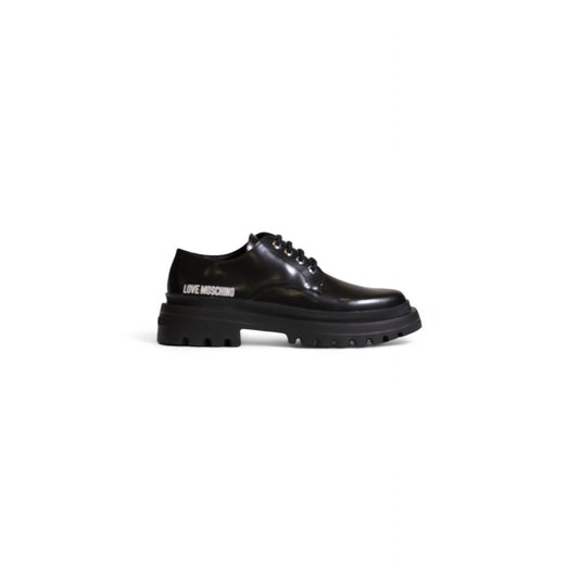Love Moschino Scarpe Stringate Donna Nere in Pelle e Poliuretano con Suola in Gomma Chiusura a Lacci JA10265G1L