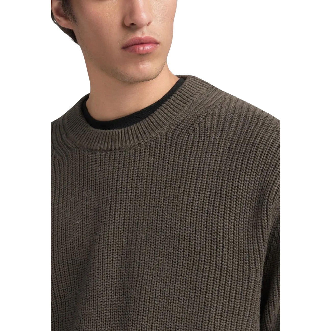 Replay Maglia Uomo Verde Scollo Tondo Manica Lunga Cotone 100% Autunno Inverno UK4722.000.G23788