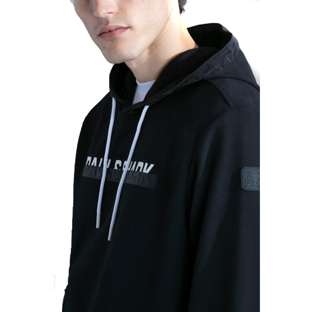 Paul&shark Felpa Uomo Nera con Cappuccio Stampa Maniche Lunghe in Cotone 100% Autunno/Inverno B_44376