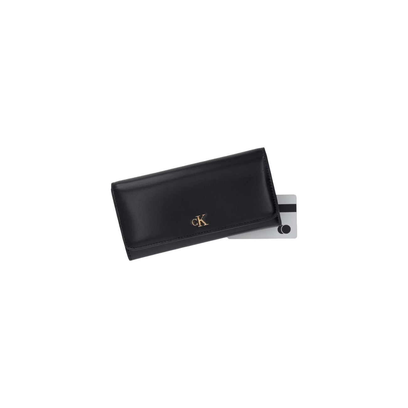 Portafoglio Grande in Nappa Calvin Klein; Nero. 100% Pregiata pelle, chiusura zip-around, 12 slot carte, portamonete zippato e protezione RFID. Dimensioni generose (19,8 cm), eleganza e funzionalità 4 stagioni. Vista frontale 