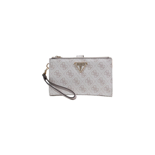 Portafoglio Donna Guess bianco/Beige con Stampa Logo con cinturino rimovibile e Tasche Interne in 100% Poliuretano 
