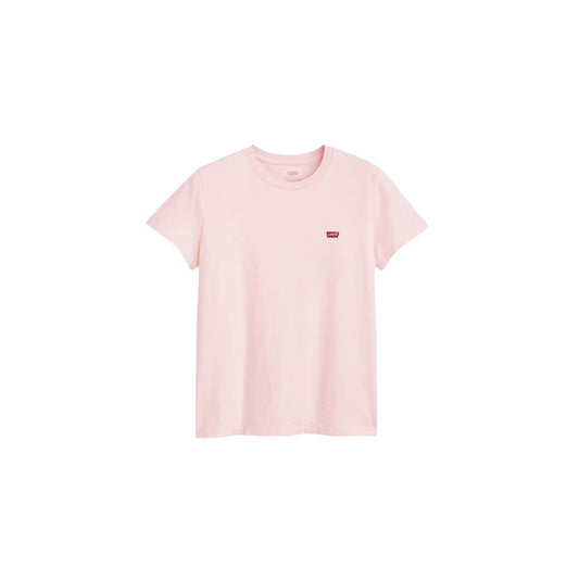 Levi's® Perfect Tee Pink Lavender; 100% cotone, tasca sul petto, dettagli ricamati. Traspirante, morbida ed essenziale. Vista frontale stesa 
