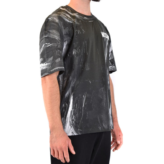 Moschino T-Shirt Uomo Nera Manica Corta Scollo Tondo 100% Cotone Primavera/Estate EBO_328