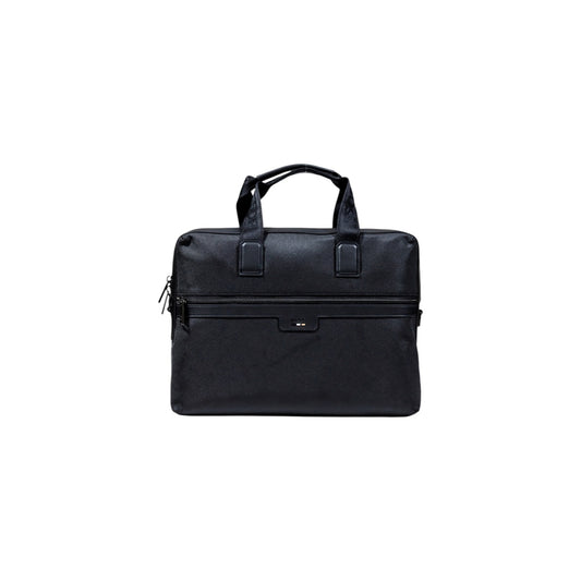 Borsa porta documenti uomo Boss nera Ray_N_Doc Case 50536181. Cartella lavoro e laptop da uomo nera in poliestere riciclato con doppi manici, tasca frontale zip e logo Boss, borsa business 4 stagioni.