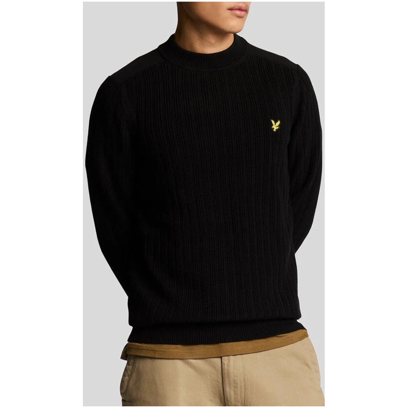 Lyle & Scott Maglia Uomo Nera con Maniche Lunghe Scollo Tondo in Cotone 100% KN2130V
