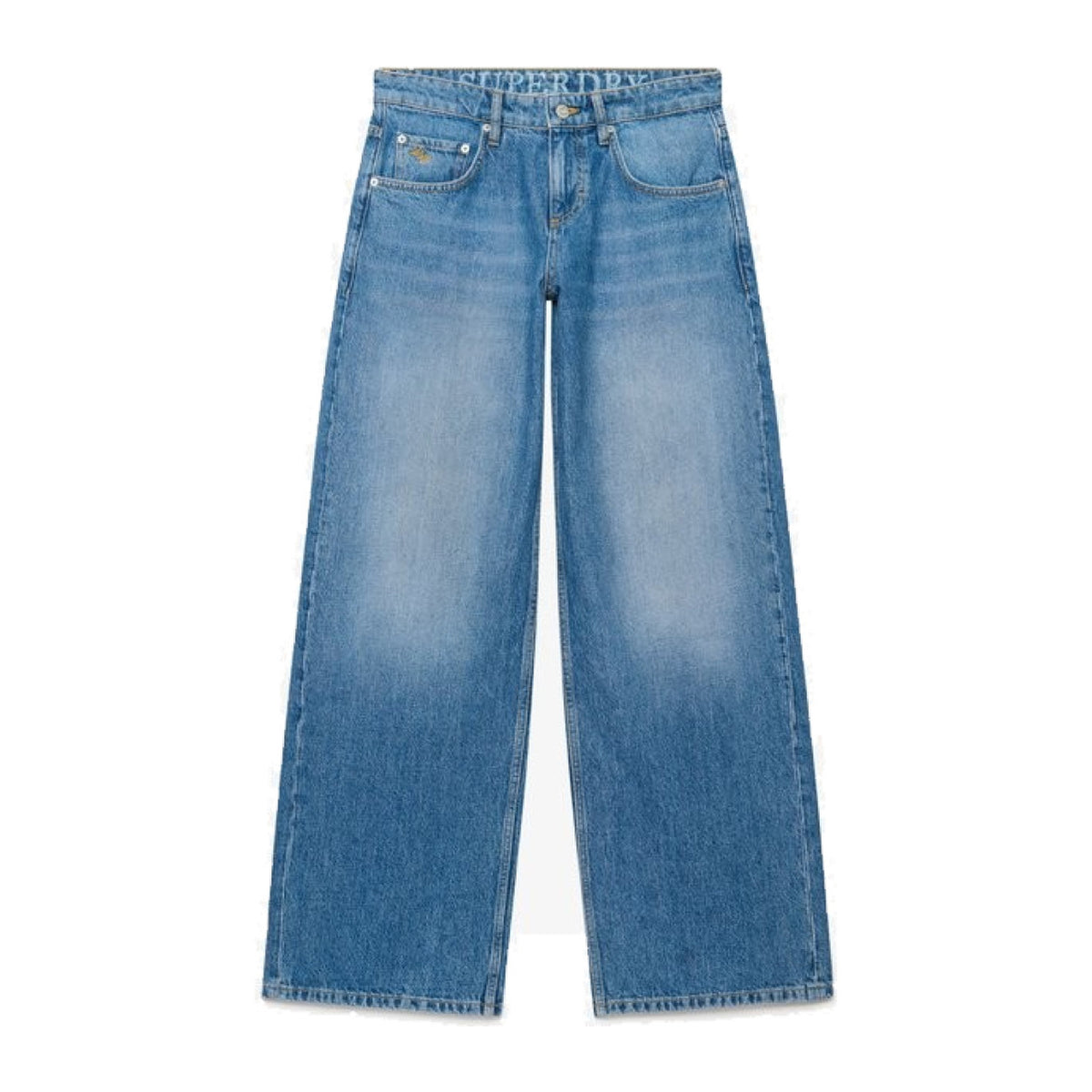 Jeans baggy donna Superdry – Pantaloni denim morbidi vita media vintage W7011368B.