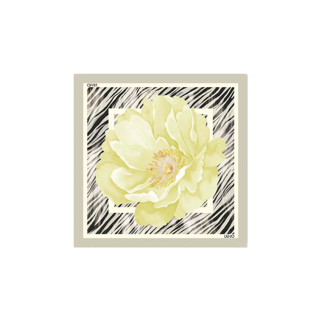 Sciarpa Liu Jo donna grigia quadrata con stampa floreale 100% seta - vista frontale
