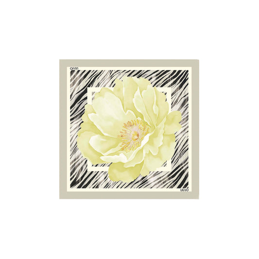 Sciarpa Liu Jo donna grigia quadrata con stampa floreale 100% seta - vista frontale
