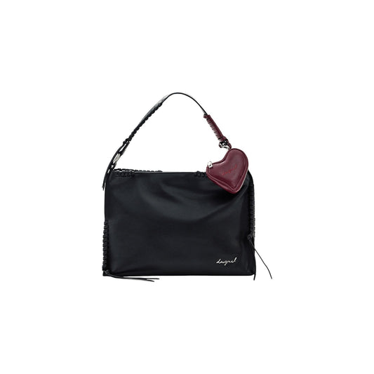 Borsa Desigual donna nera a mano e tracolla con cerniera tasche interne 100% poliuretano 35x25x10 cm - vista frontale
