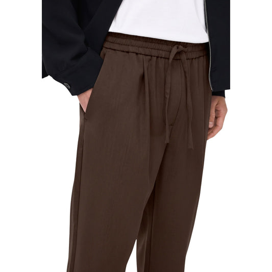 Pantaloni uomo con coulisse Only & Sons ONSWILL – Pantaloni marroni comodi gamba dritta 22033466.