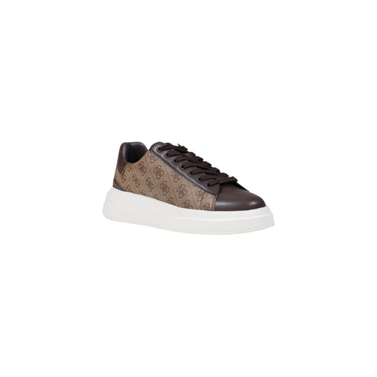 Sneakers beige uomo Guess. Scarpe da ginnastica nere in ecopelle con motivo 4G Guess, dettagli in suede, lettering logo laterale e suola in gomma.