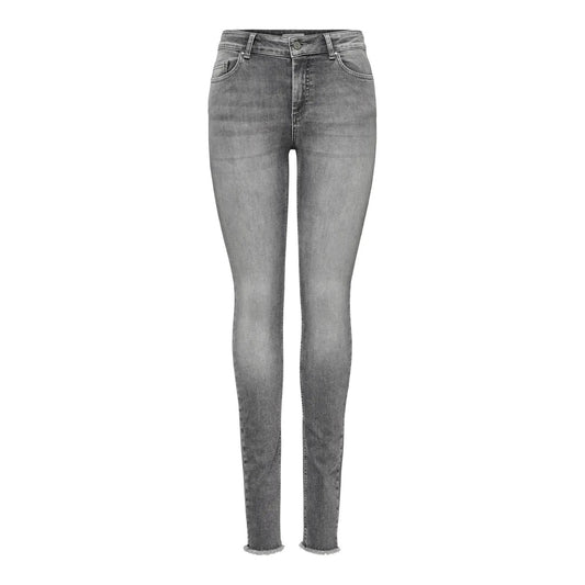 Jeans Only donna grigi skinny fit 15188520. Jeans aderenti a vita media Grey Denim in cotone stretch con orlo a taglio vivo e lunghezza caviglia, 5 tasche con zip e bottone, pantaloni jeans estivi avvolgenti Primavera/Estate Only.