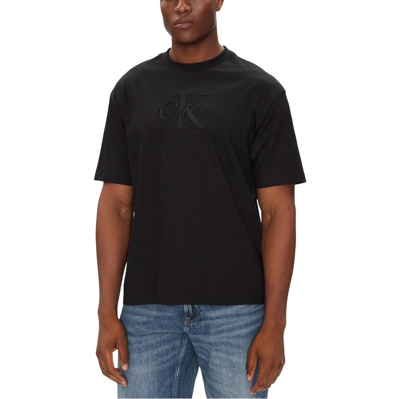 Calvin Klein Jeans T-Shirt Uomo Nero Manica Corta Scollo Tondo Cotone 100% Autunno Inverno LV04RB295G