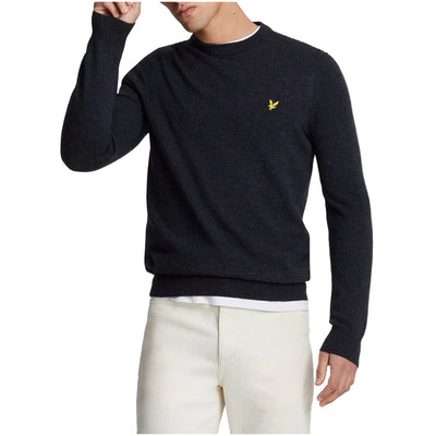 Lyle & Scott Maglia Uomo Marrone Scollo Tondo Manica Lunga Lana Nylon Autunno Inverno KN2114VC