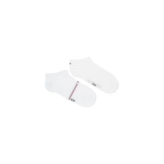 Pack 2 Paia Calzini Sneaker Tommy Hilfiger Mesh; Bianco. 72% Viscosa, 27% Poliammide, 1% Elastam. Trama a rete traspirante, effetto seta, bordo a righe sottili. Frontale 