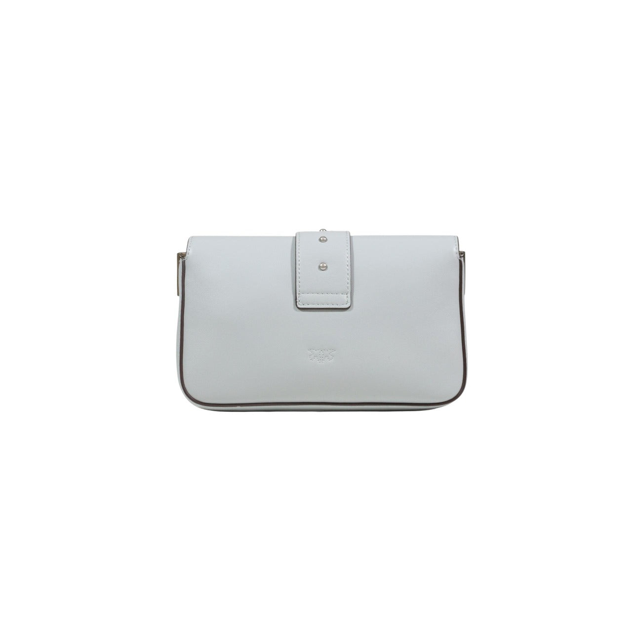 Pinko Mini Love Bag Slouchy Argento; 100% Pelle. Forma a sacca morbida, fibbia Love Birds Antique Gold, doppia tracolla (pelle e catena). Tasca interna in pelle, chiusura magnetica. Design di tendenza SS26. Vista posteriore 