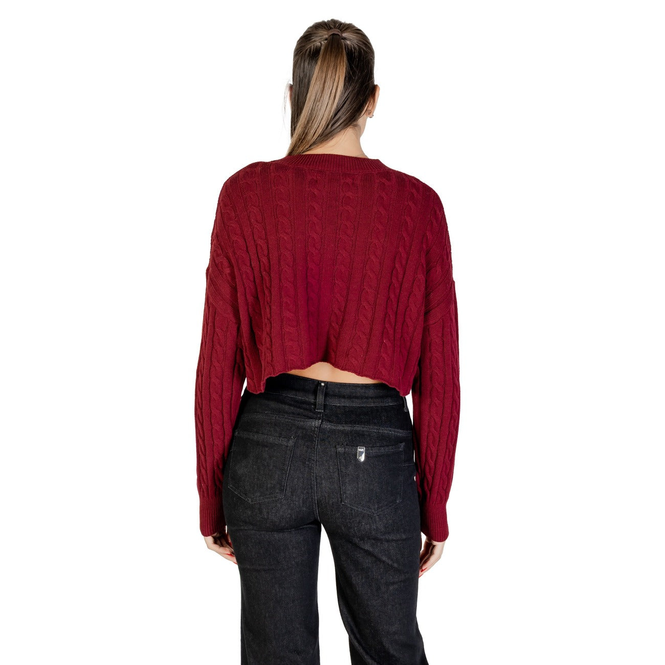 Only Maglia Donna Bordeaux Maniche Lunghe Scollo Tondo - Maglia Poliestere