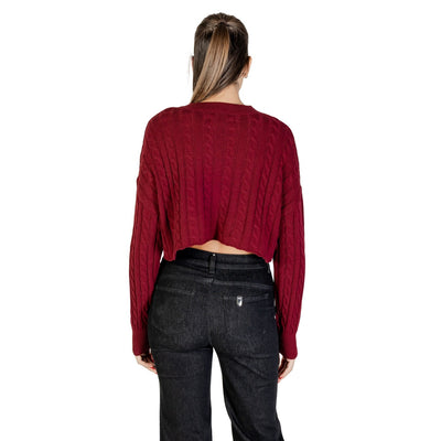 Only Maglia Donna Bordeaux Maniche Lunghe Scollo Tondo - Maglia Poliestere