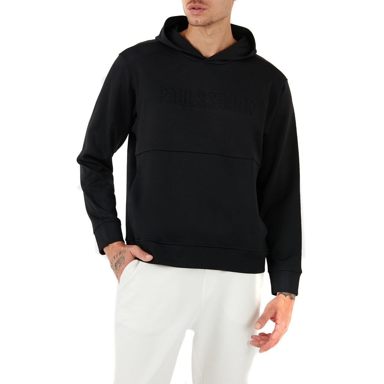 Paul&shark Felpa Uomo Nera con Cappuccio Maniche Lunghe in Cotone 100% Autunno/Inverno B_44604