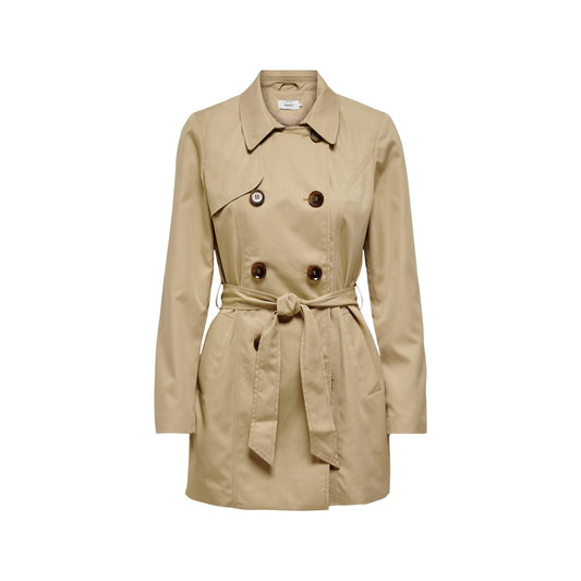 Giacca Only donna beige trench con bottoni doppiopetto - vista frontale
