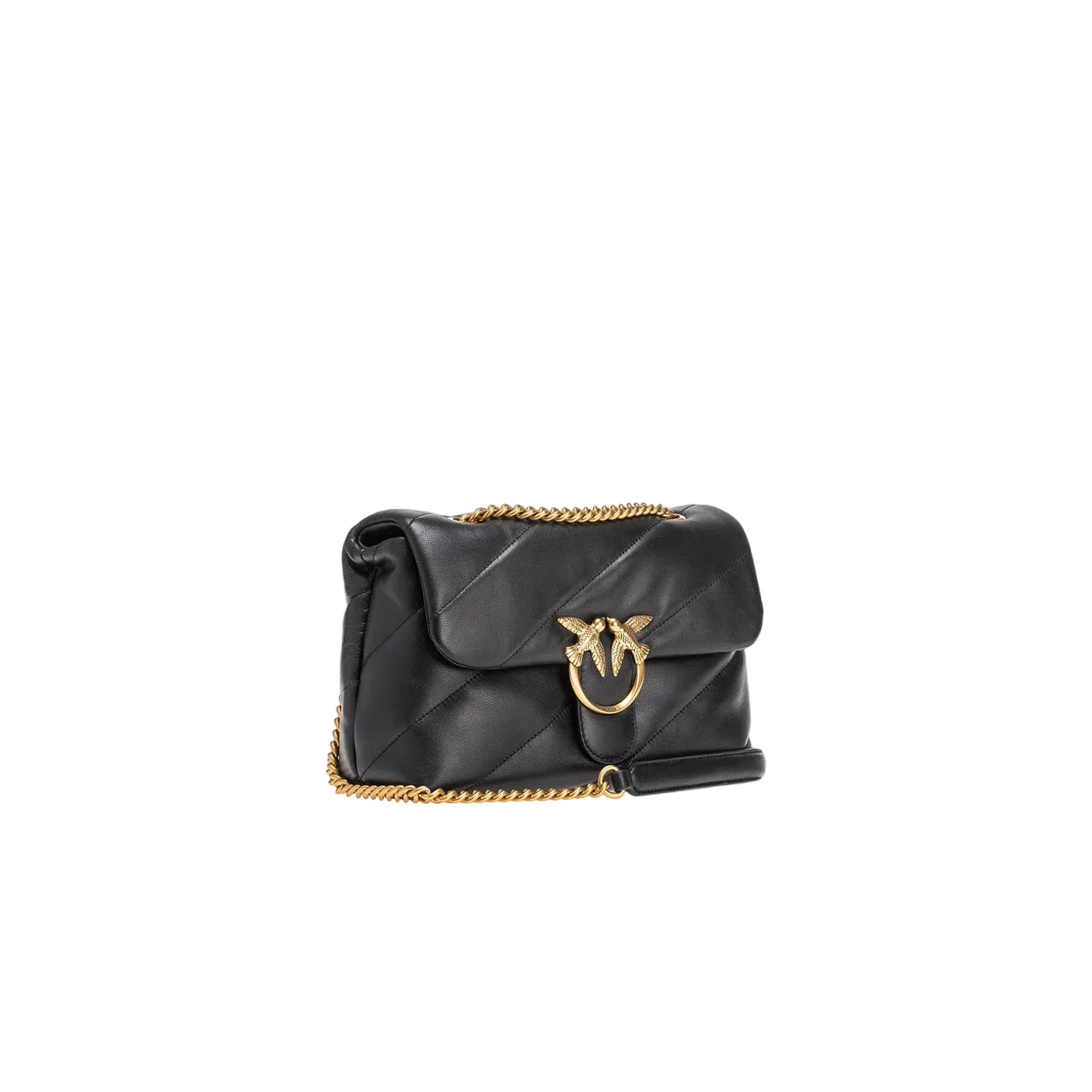 Borsa Pinko donna nera 100% pelle - vista frontale laterale girata
