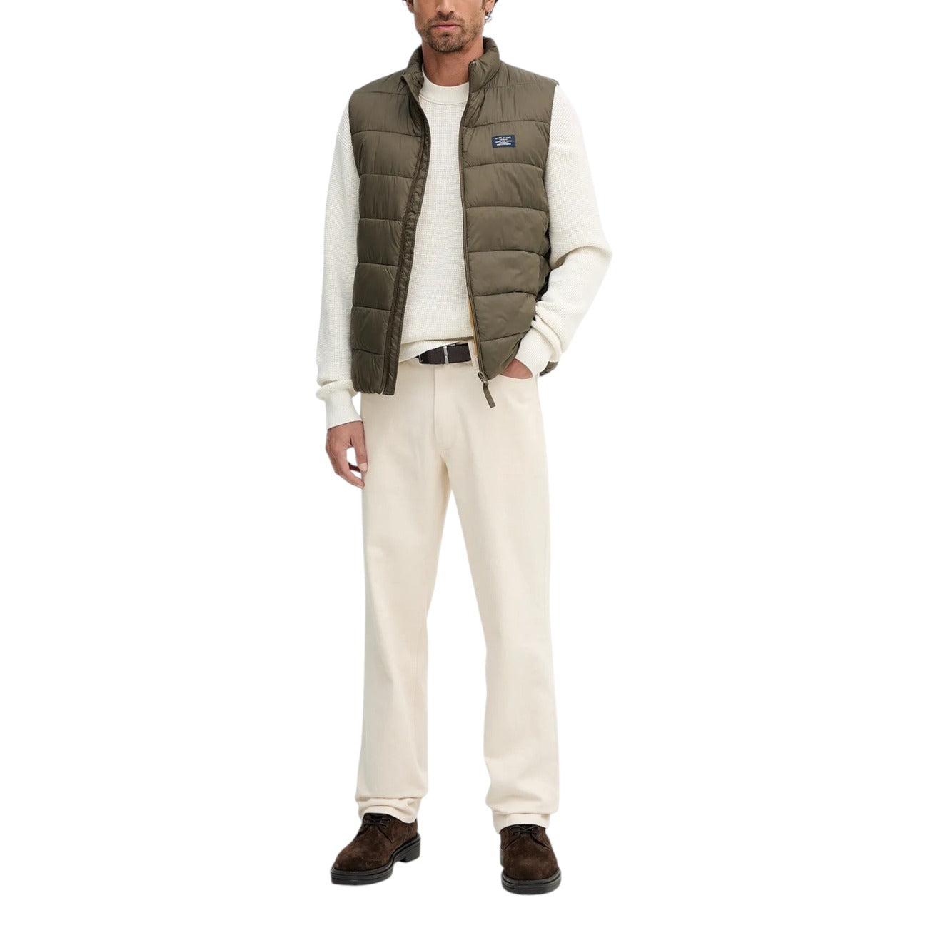 Calvin Klein Jeans Maglia Uomo Beige Scollo Tondo Manica Lunga Cotone 100% Autunno Inverno LV04RD313G