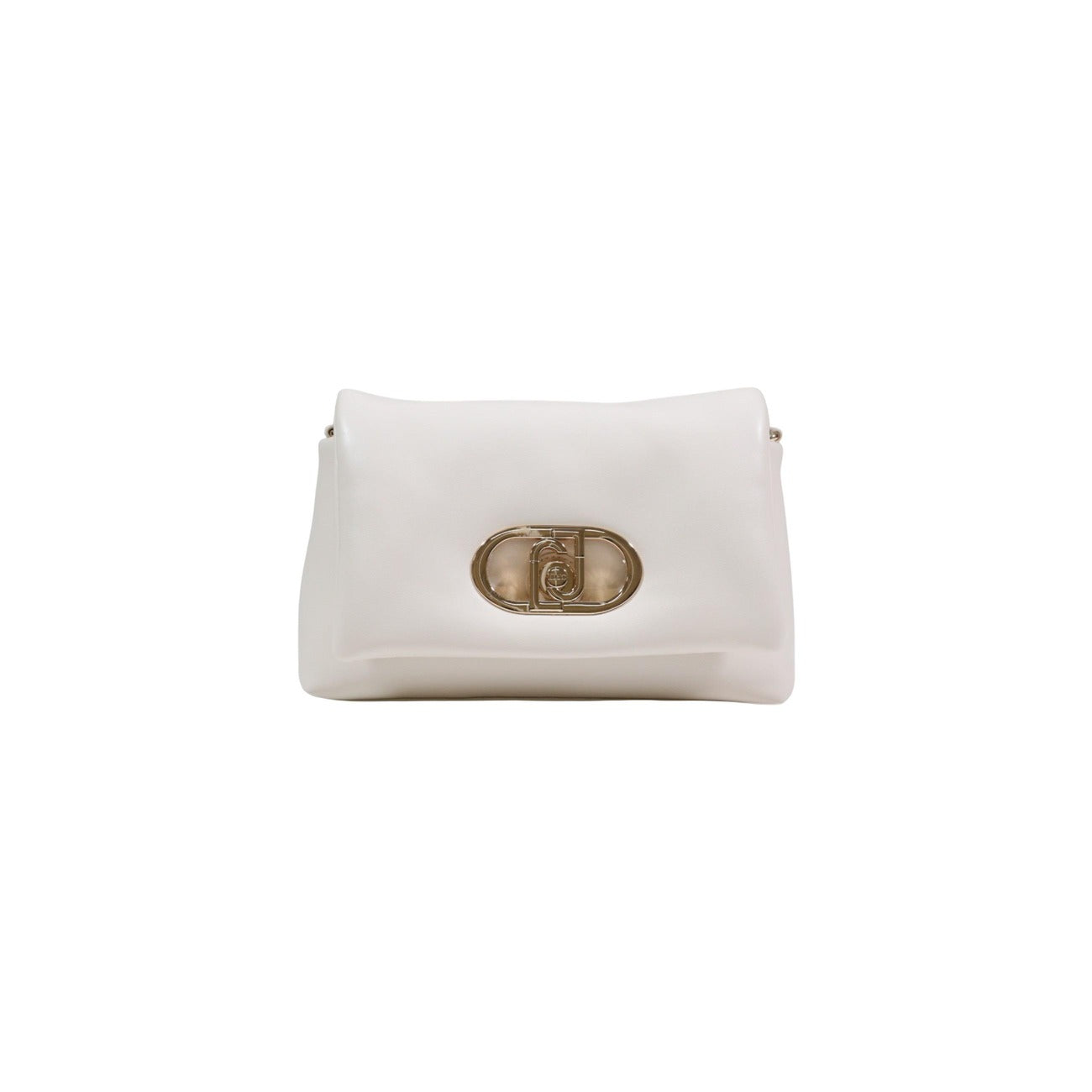 Borsa Liu Jo LaPuffy Bianca; 100% Poliuretano ecosostenibile. Effetto nappa morbido, manico con catena intrecciata, tracolla removibile. Chiusura magnetica, stile Primavera/Estate. Vista frontale 