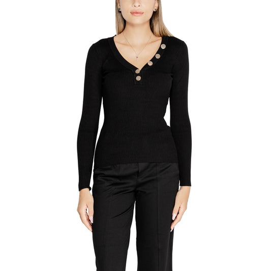 Morgan De Toi Maglia Donna Nera Maniche Lunghe Scollo a V - Maglia Viscosa Poliammide