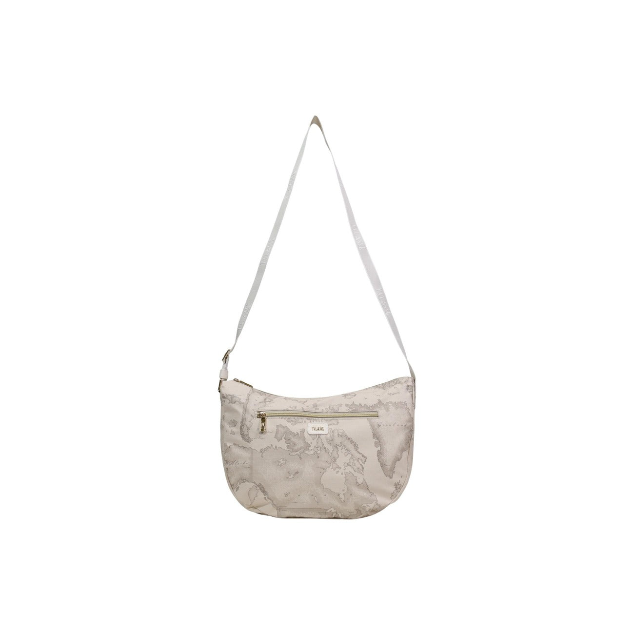 Borsa a spalla grande Alviero Martini 1^ Classe; stampa Geo iconica, design curvo, tracolla regolabile, mix di materiali premium. Stile elegante e capiente. Vista frontale 