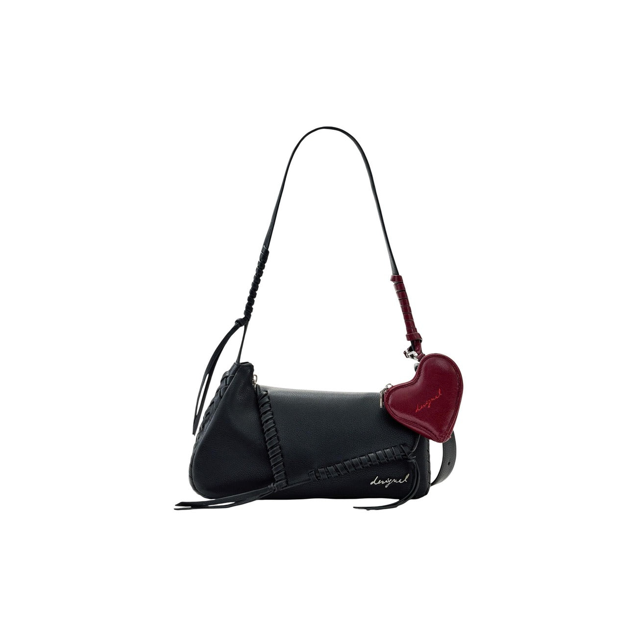 Borsa Desigual donna nera a mano con tracolla manici 100% poliuretano - vista frontale 