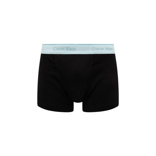 Boxer Uomo Neri Calvin Klein Trunk (Pacco da 5); Tessuto 100% cotone traspirante con vita elastica regular logata in colorazioni assortite. Modello intimo aderente a tinta unita, stile casual essentials 4 stagioni. Striscia colorata verde acqua 