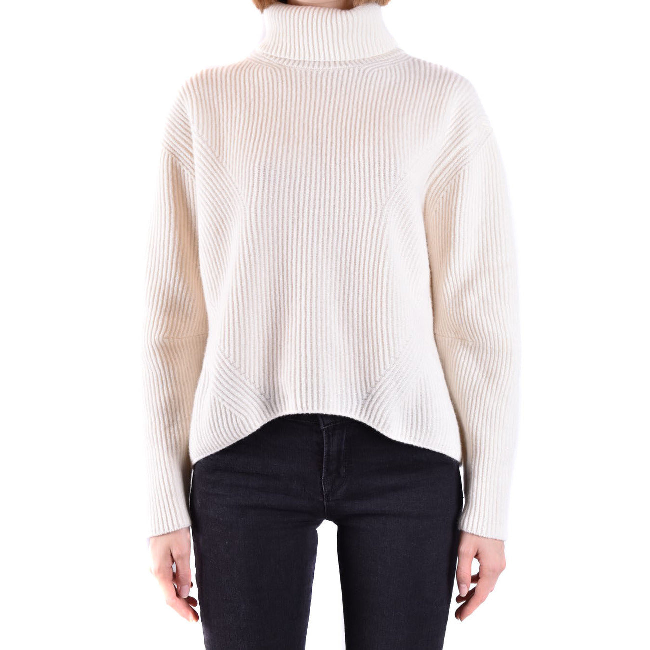 Pinko Maglia Donna Bianca in 90% Lana 10% Cashmere a Manica Lunga con Scollo Alto V_28943