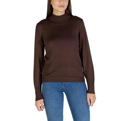 Ichi Maglioncino Donna Bianco Maniche Lunghe - Maglia Viscosa Nylon Scollo Alto