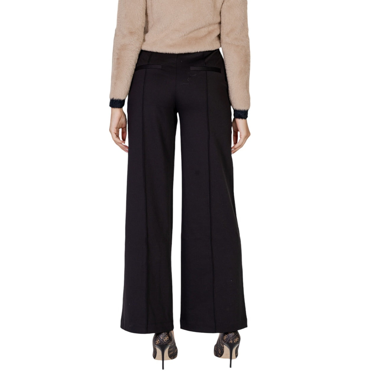 Ichi Pantaloni Donna Nero Monocromo Zip e Bottone 74% Poliestere 22% Viscosa 4% Lycra Autunno/Inverno 20116768