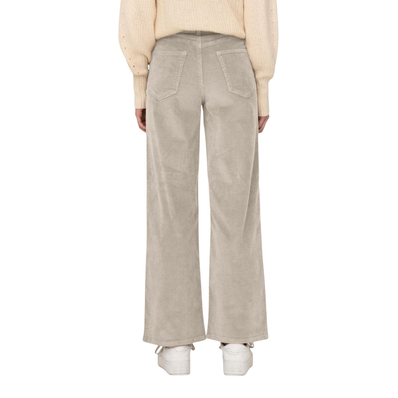 Only Pantaloni Donna Beige con Zip e Bottone Tasche Anteriori e Posteriori - Pantaloni Cotone Elastan