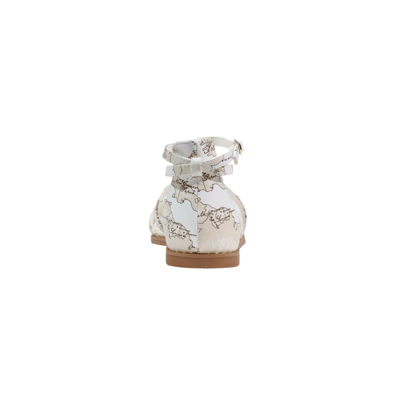 Sandali Alviero Martini 1367; Bianco/Geo Classic. 100% Poliuretano. Suola 1 cm, cinturino regolabile, dettaglio metallico frontale. Stile raffinato e leggero per la stagione estiva. Posteriore 