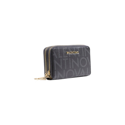 Valentino Bags Portafoglio Donna Nero con Stampa - Portamonete Cerniera Scomparti 15x10x3cm