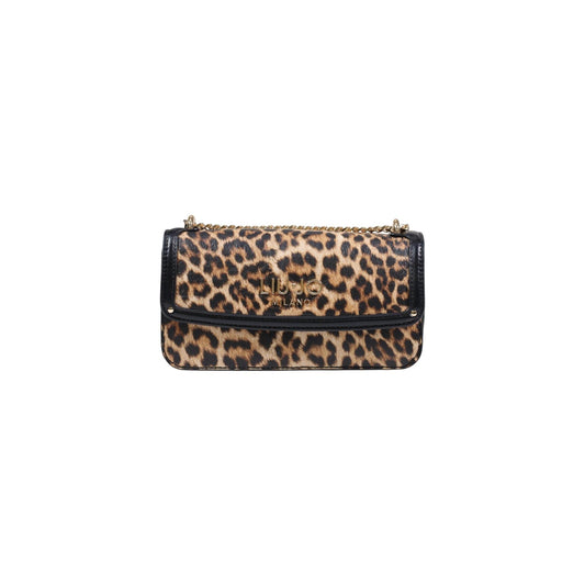 Borsa Liu Jo S Crossbody East/West; 100% Poliuretano Animalier. Tracolla a catena dorata, logo Milano in rilievo, chiusura a zip. Mini bag donna glamour e versatile. Vista frontale 