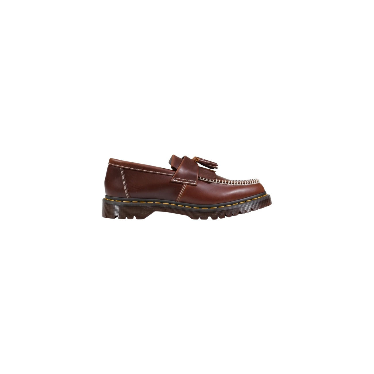 Mocassini Dr. Martens ADRIAN con nappe e cuciture gialle in pelle smooth uomo marroni 100% pelle - vista laterale
