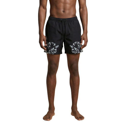 Boxer Mare County of Milan; 100% poliestere, stampa serpente, coulisse in vita, fit medio-corto. Il costume iconico per un look audace Vista frontale 